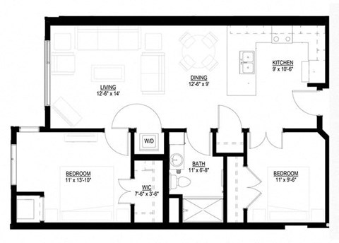 2 Bedroom Floor Plan